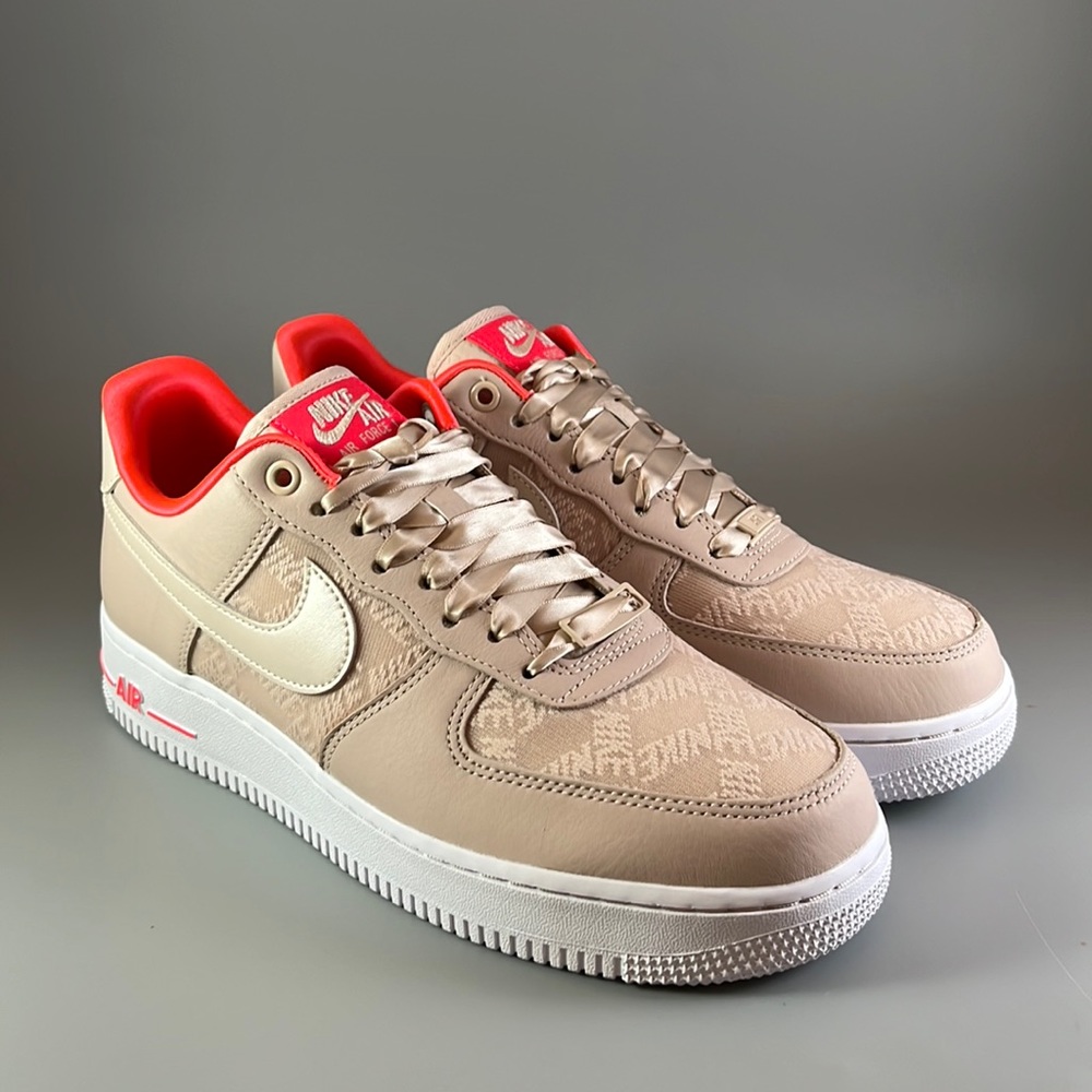 Nike Air Force 1 '07 'Fossil Stone Laser Crimson'